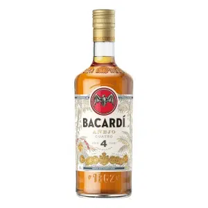 Bacardi Añejo Cuatro Rum 4 Year Old 1L – aged golden rum with vanilla, oak and smooth finish.