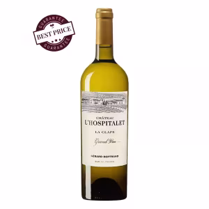 Château l’Hospitalet Grand Vin Blanc 2022 – biodynamic La Clape white wine with citrus and mineral structure.