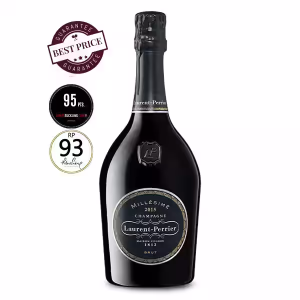 Laurent Perrier Brut Millesime, dark label and black bottle. This premium champagne is available on The Wine Box. Order for delivery in Nairobi