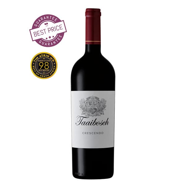Taaibosch Crescendo 2019 — a premium South African red wine bottle with a refined classic label, available at The Wine Box, Nairobi.