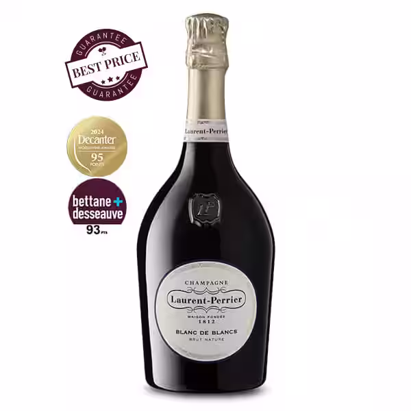 Laurent-Perrier Blanc de Blancs Brut Nature Champagne – pure Chardonnay zero-dosage cuvée in elegant bottle, available at The Wine Box.