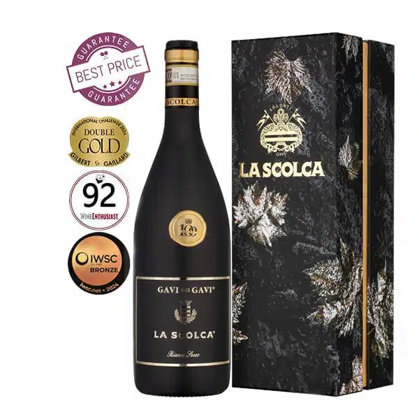 La Scolca Gavi DOCG Limited Edition Astuccio 2019 – luxury Italian white wine in an elegant gift case, showcasing refined Cortese from Piedmont.