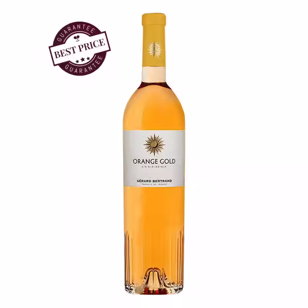 Orange Gold Blanc 2022 – Gérard Bertrand orange wine with amber colour and citrus, dried fruit notes.