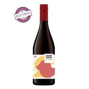 Secret Safari Cherry Red 2025 – semi-sweet South African red by Bruce Jack with plum, cherry and spice; smooth, fragrant and sustainably crafted, at The Wine Box.