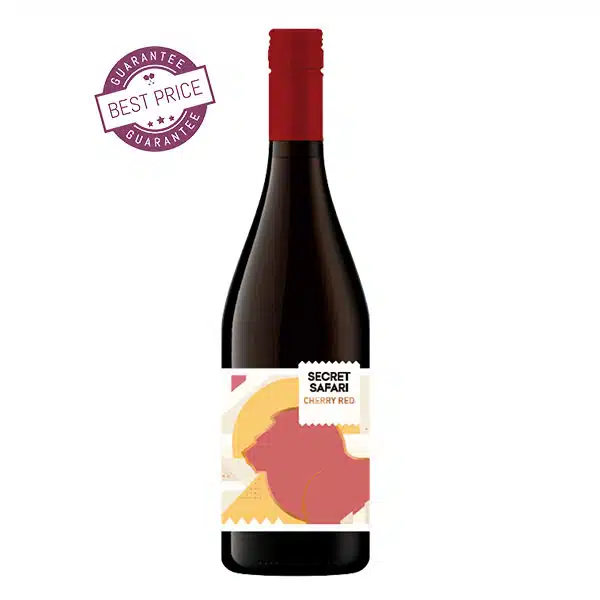 Secret Safari Cherry Red 2025 โ semi-sweet South African red by Bruce Jack with plum, cherry and spice; smooth, fragrant and sustainably crafted, at The Wine Box.