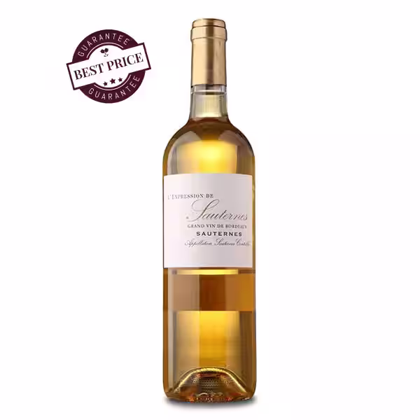 Expression de Sauternes AOC – elegant sweet Bordeaux wine with honey, apricot and citrus notes; balanced, indulgent and beautifully refined.