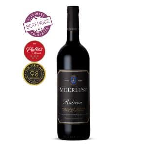 Meerlust Rubicon 2022 – iconic Stellenbosch red with cassis, graphite and firm structure; classical, age-worthy and uncompromising.