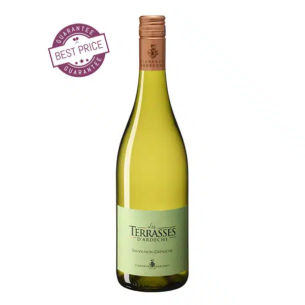Les Terrasses d’Ardèche Blanc 2024 – French white wine with citrus and orchard fruit freshness.