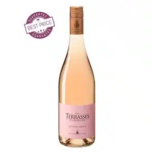 Les Terrasses d’Ardèche Rosé 2024 – pale French rosé wine with red berry and citrus notes.