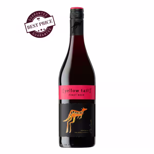 Yellow Tail Pinot Noir 2025 — bright label, screwcap bottle, Australian red wine — available at The Wine Box Kenya.