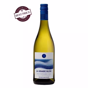 Gérard Bertrand La Grande Bleue 2024. Pale straw bottle, Mediterranean coastal white wine. Available at The Wine Box