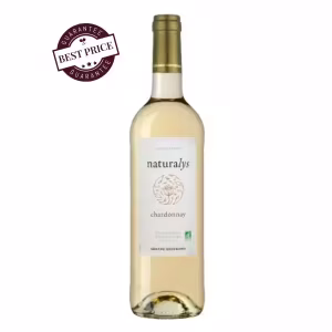 Naturalys Chardonnay 2025. Pale gold bottle, organic Languedoc white wine. Available at The Wine Box Kenya, Nairobi.
